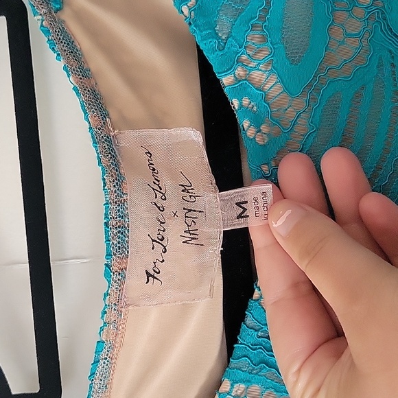 For Love & Lemons X Nasty Gal teal lace top in size Medium - Picture 2 of 5